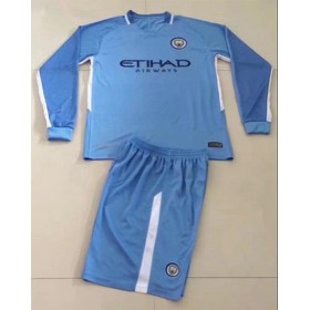 Camisolas de Futebol Manchester City Equipamento Principal 2017/18 Manga Comprida