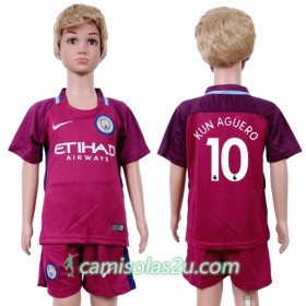 Camisolas de Futebol Manchester City Sergio Aguero 10 Criança Equipamento Alternativa 2017/18 Manga Curta